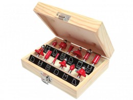 Faithfull 12piece 1/4inch Shank TC Router Bit Set In WoodenCase £29.99